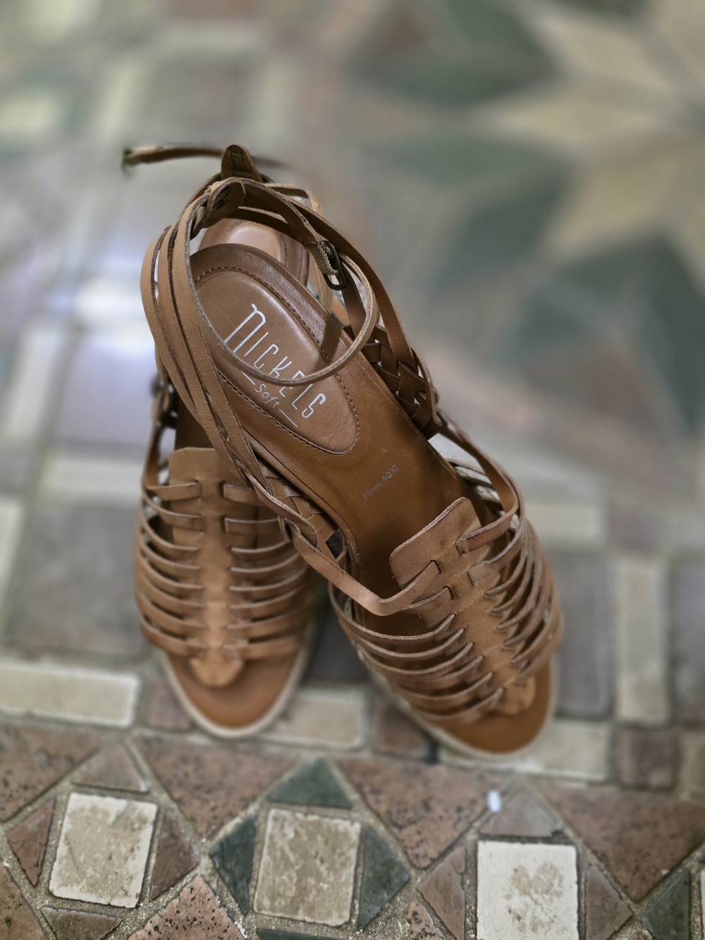 Nickels Soft Brown Leather Strappy High Heels Made In  Brazil Women's 6.5